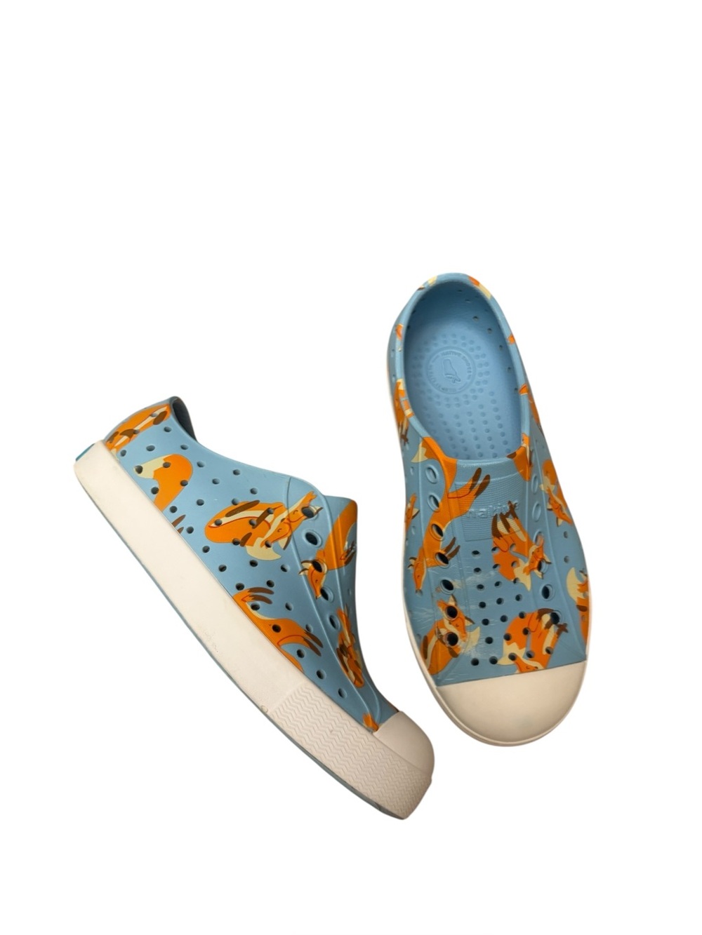 Native Jefferson Blue Orange Fox Slip On Water Comfort Shoes Little Boys Size 12